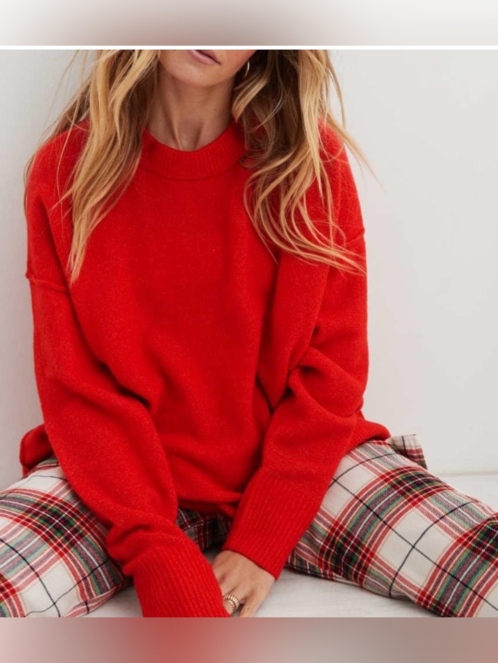 Aerie Classic Red Crewneck Women's Oversized Sweater Size XS American Eagle Soft